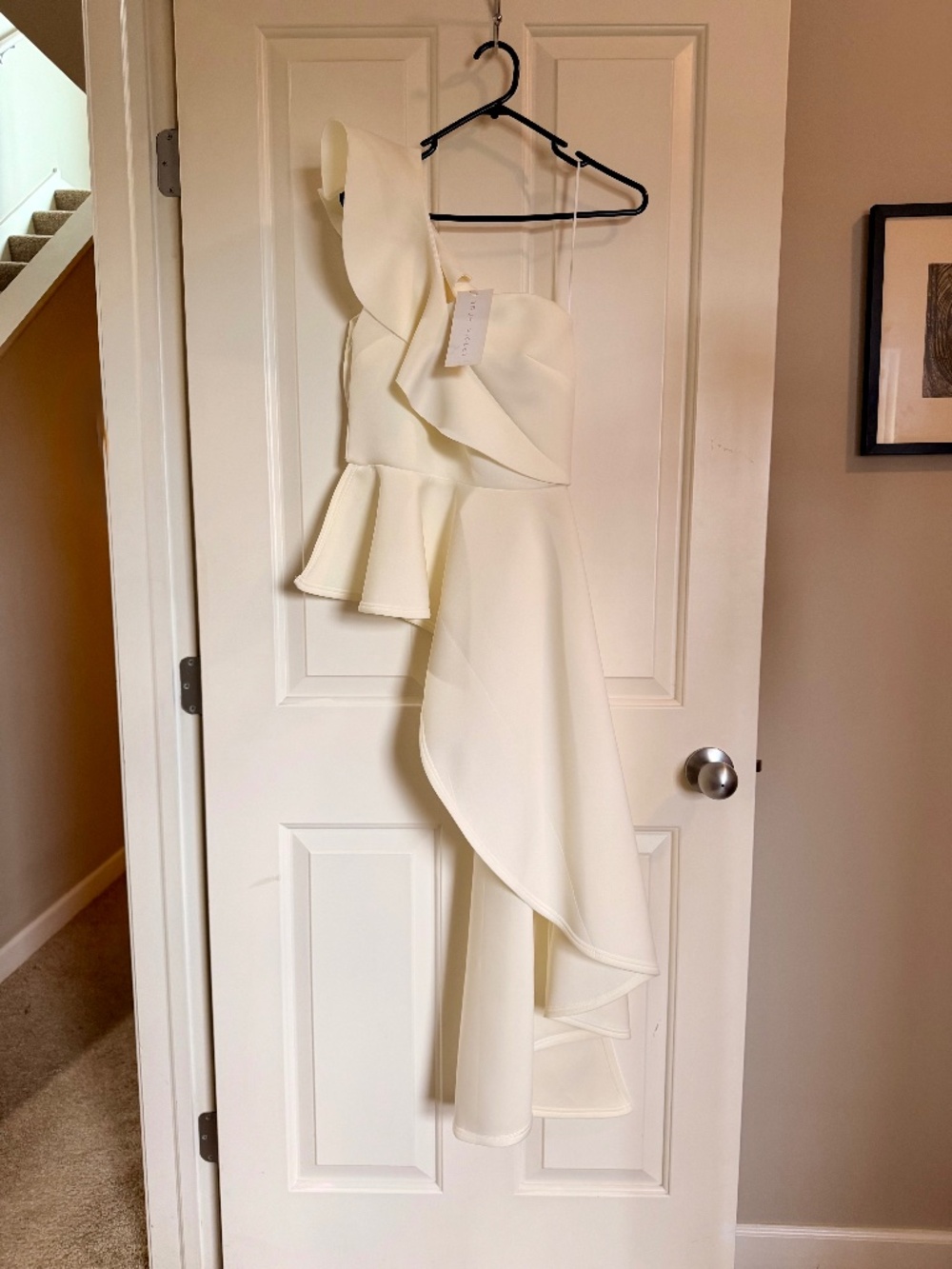 BNWT True Violet Ivory Ruffle One-Shoulder Top